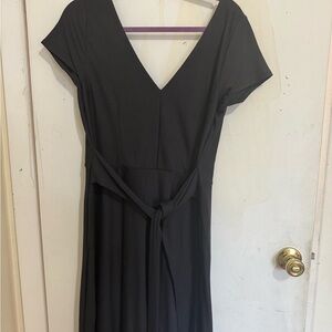 LOFT Blue Sheath Midi Dress with V-Neck and Dolman Sleeves for Cocktail